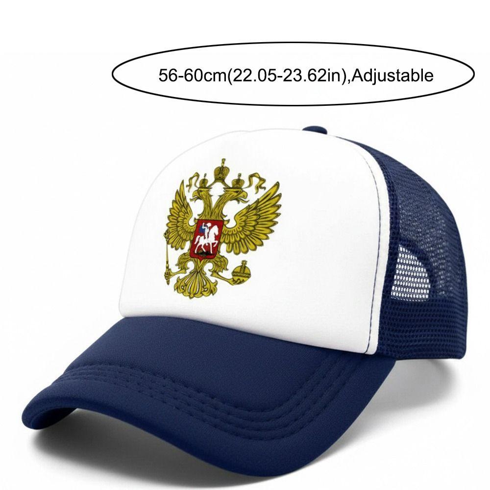 Double-Headed Eagle Print Mesh Baseball Cap Russia National Emblem Breathable Peaked Cap Adjustable Snapback Hats