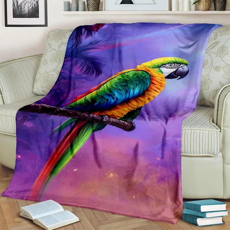 3D Colorful Macaws Parrot Birds Blanket,Soft Throw Blanket for Home Bedroom Bed Sofa Picnic Travel Office Rest Cover Blanket Kid