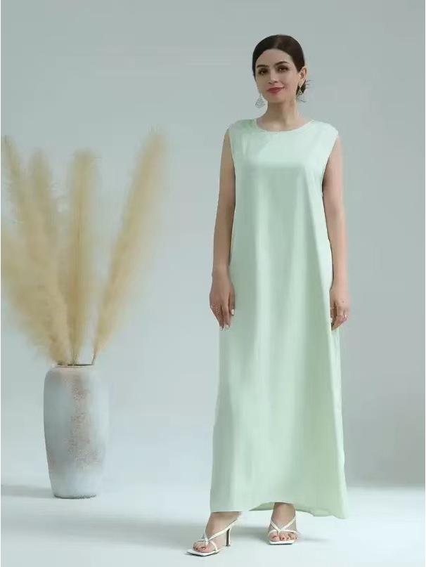 2025 Solid Color Loose Sleeveless Long Dress - European & American Style