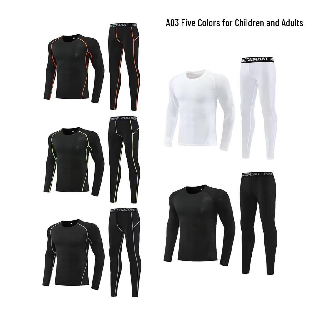 A03 Long Sleeve Tight Suit Set for Adults & Children, Size 16-3XL, Fitness Wear Leotard