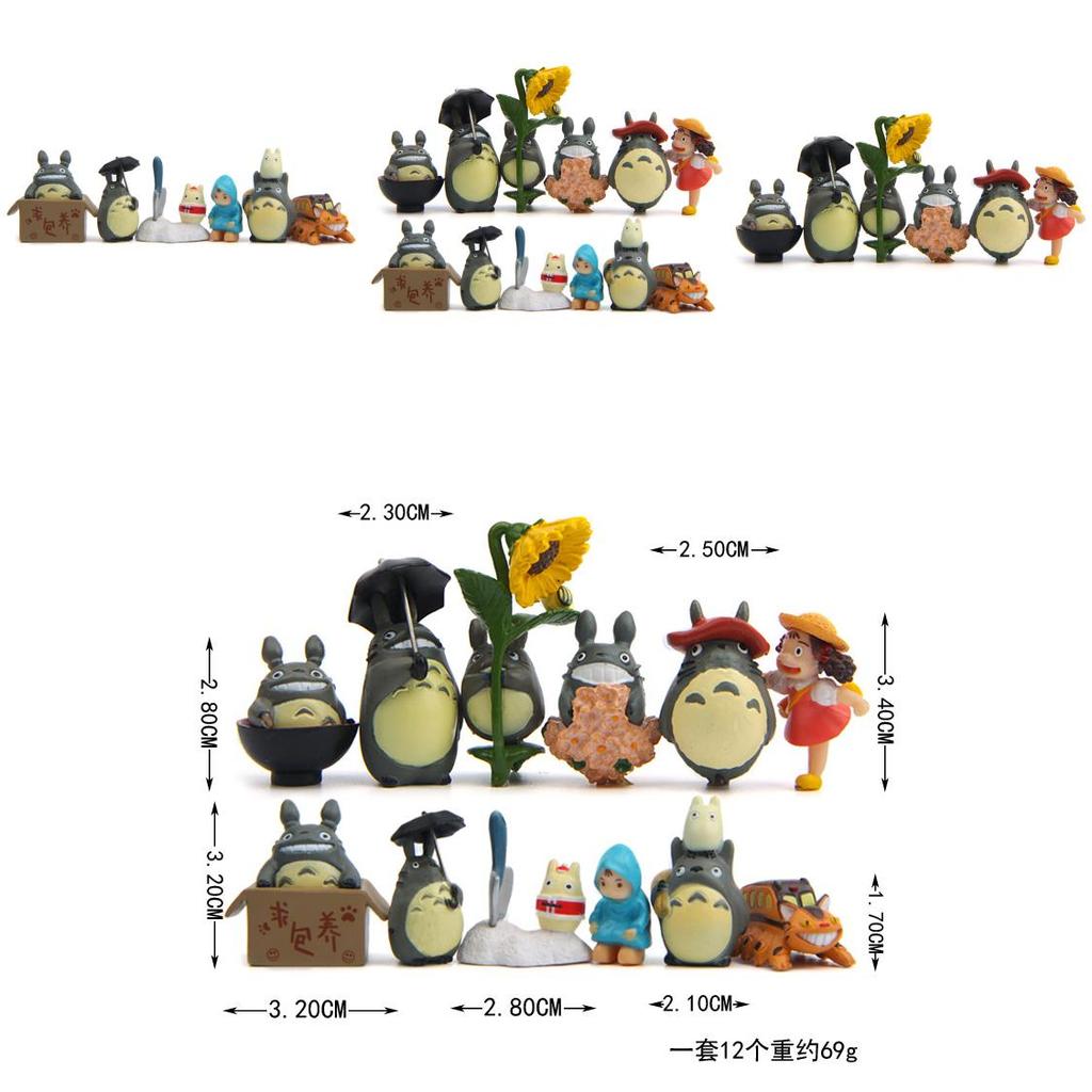 My Neighbor Totoro Cat Bus And Girl Anime Character Mini Model Ornament Set For Gift And Collectors
