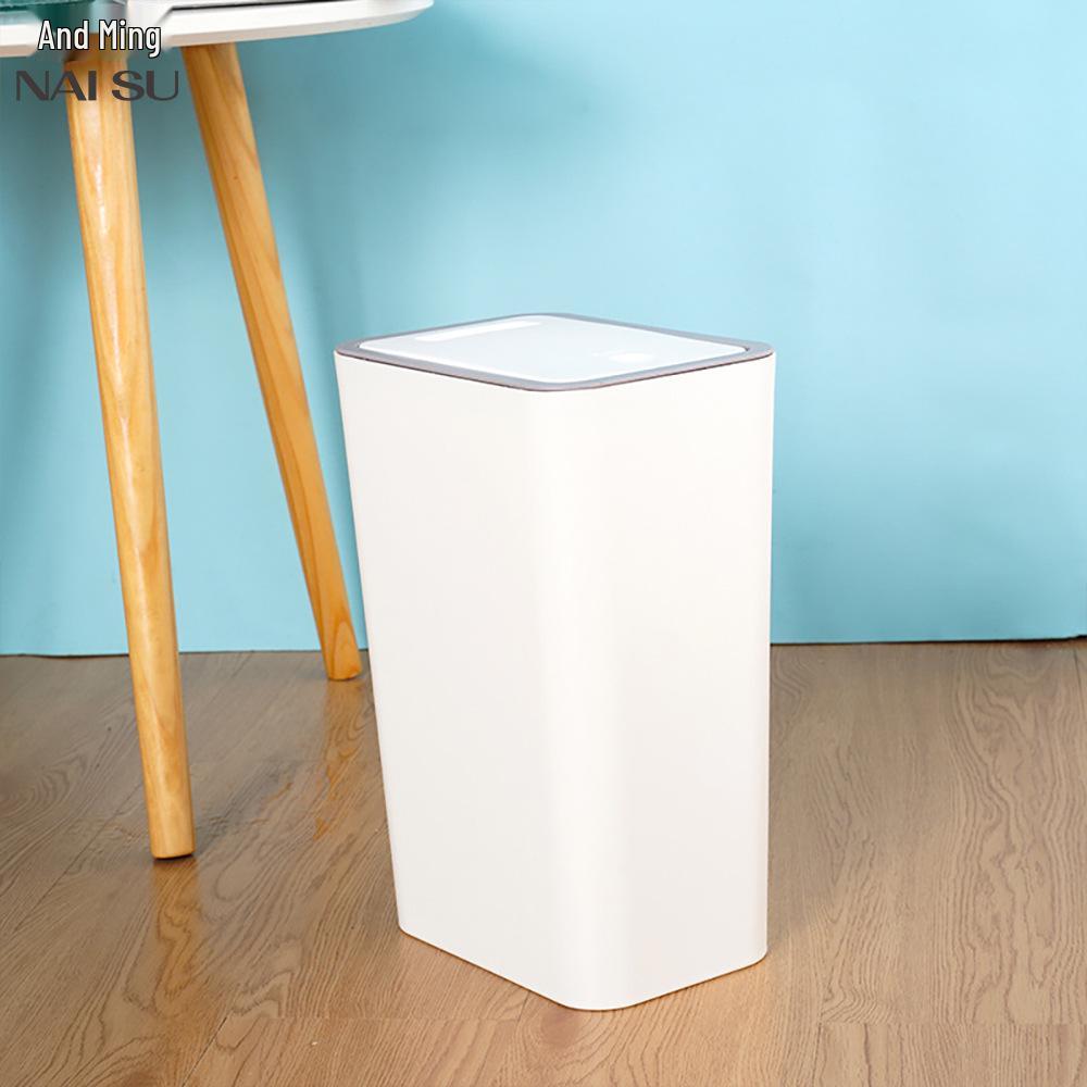 Press-Lid Trash Can: Large Capacity for Bathroom, Bedroom, or Living Room