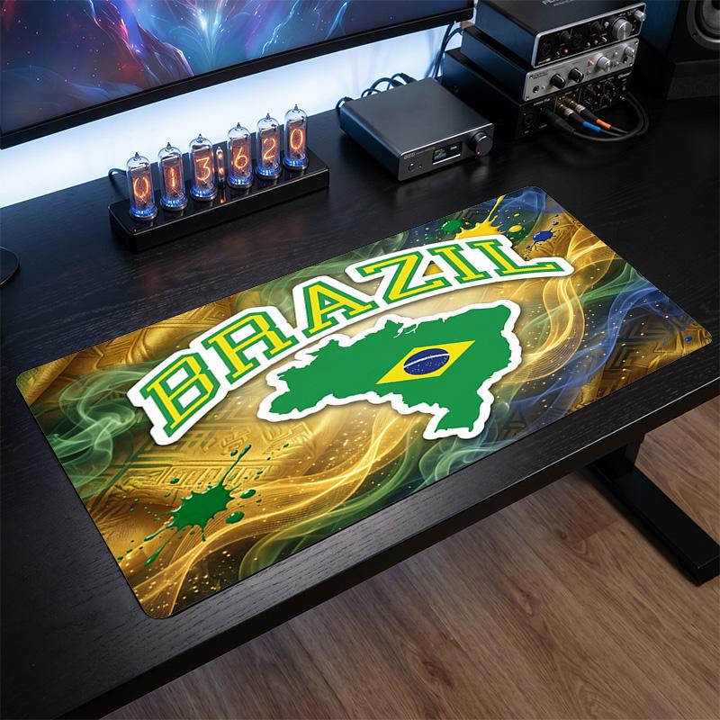 Mouse Pad Escudo da Seleção Brasileira de Futebol, Tapete de Mesa Estendido de Borracha Antiderrapante para Gaming, Escritório, Laptop, Presente para Fã