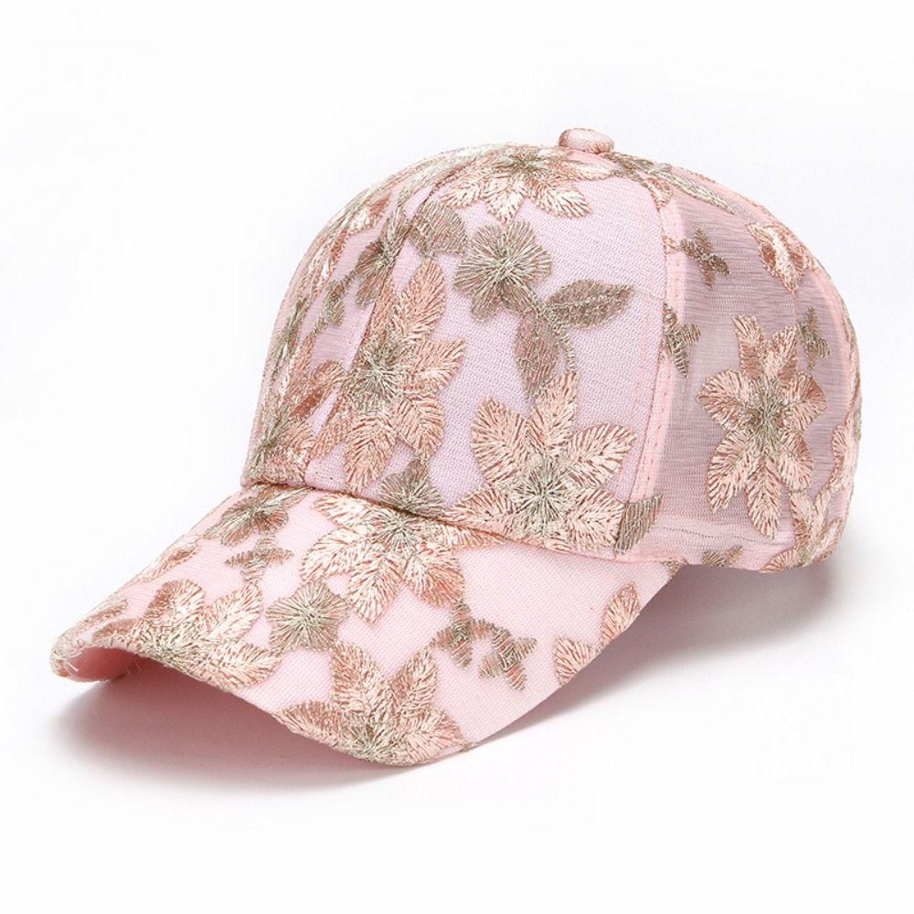 Breathable Floral Lace Baseball Cap Hollow Outdoor Sun Hat Fashion Mesh Baseball Hat  For Women