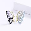 Vintage Court Gold Oil Painting Butterfly Ring Necklace Asymmetrical Stud Earrings Three-Piece Set