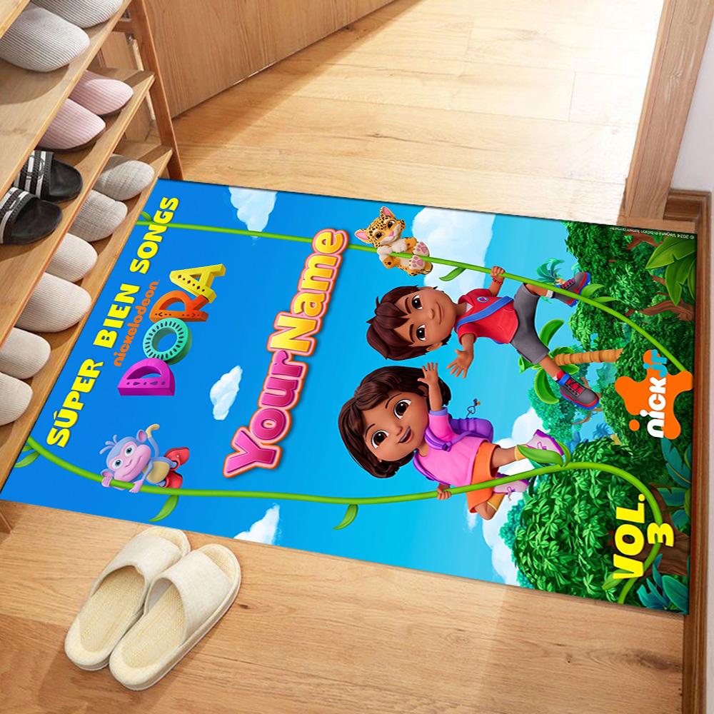 Dora Explorer Personalized Text Floor Rug Office Rug Design for Game Room Decorate room Playrooms Balcony Antislip Carpet Office home decor