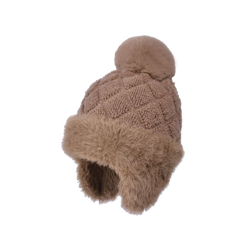 Hat winter new warm cute knitted plush plush ear protection hat cold thickened fashion wool hat