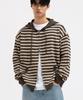 UNDEROFF Wavy Stripe Knit Zip-Up Hoodie Khaki