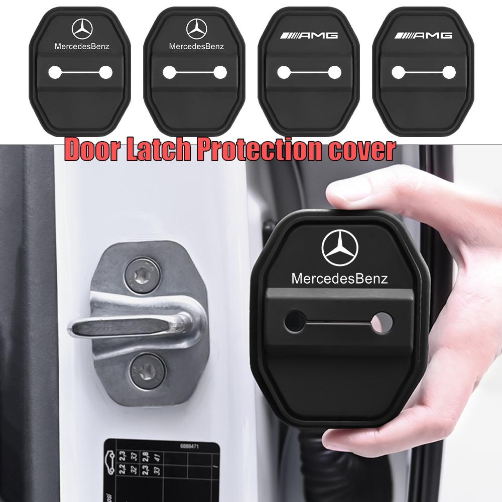 2/4pcs Car Door Damping Pad Silicone Auto Door Lock Buckle Protective Cover For Mercedes Benz AMG W124 W202 W204 W210 W211 W212