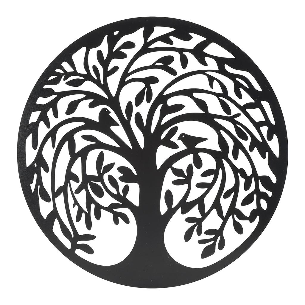 Kovový strom Nástěnné umění Odolné proti rzi Kulatá nástěnná plaketa Dekor do obývacího pokoje Ložnice Venkovní Černá 11.81