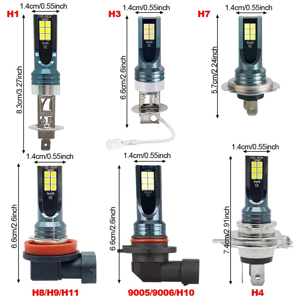1/2Pcs H4 H7 LED Headlight Bulb H11 H8 H9 H10 H1 H3 Car Fog Light Bulbs 9005 9006 Auto Driving Running Lamps 12000LM 80W 12V