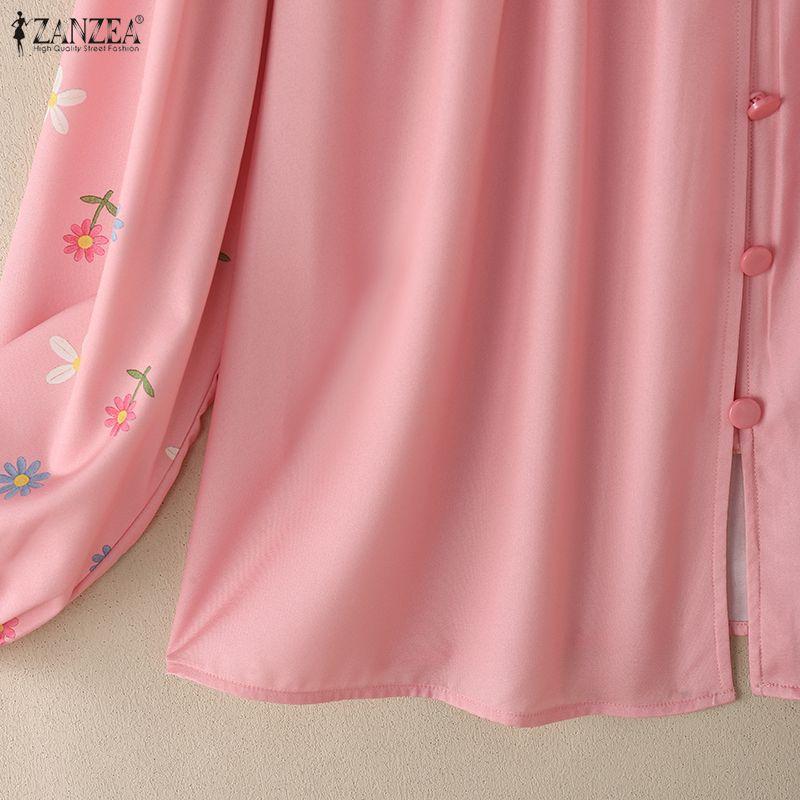 ZANZEA Women Round Neck Floral Print Long Sleeve Casual Blouse