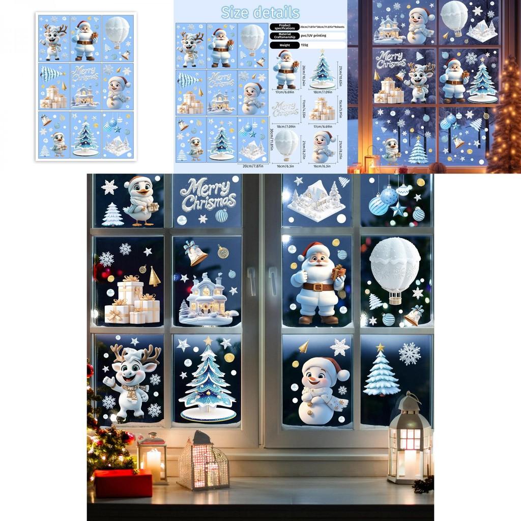 Kerst Raamstickers Pvc Statische Stickers Set Voor Vakantie Scène Decoraties