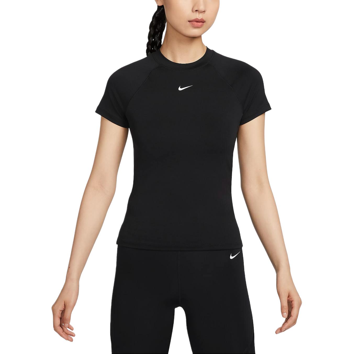 

Nike Женская тренировочная футболка Dri-Fit Quick-Dry однотонная с логотипом, дышащая сетка, топы, черная, белая FV7843010 S