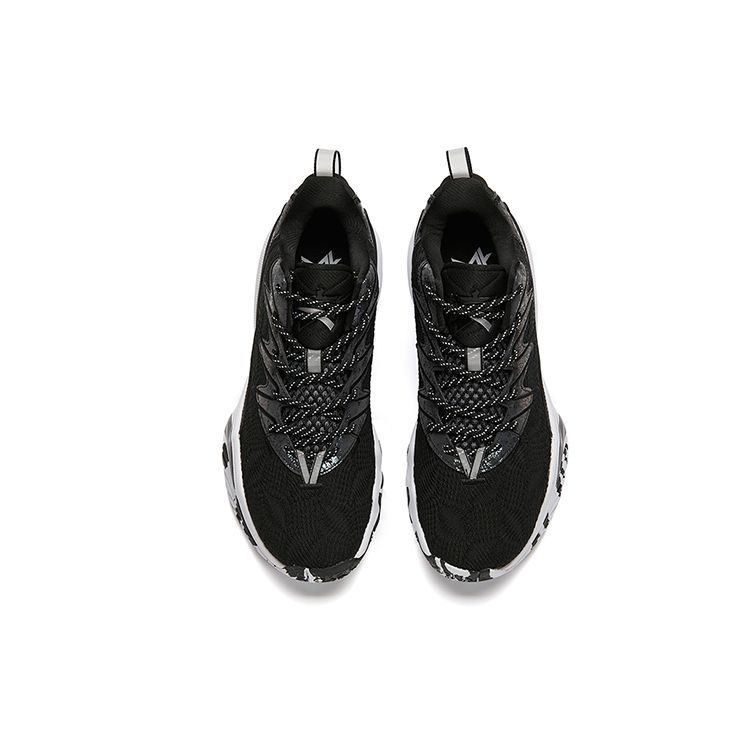 Anta Speed Decision 5 Fabric Shock Absorption Non-Slip Wear-Resistant Low-Top ALTI-FLASH Basketball Shoes Men Sneaker Black Silver 112141605-2