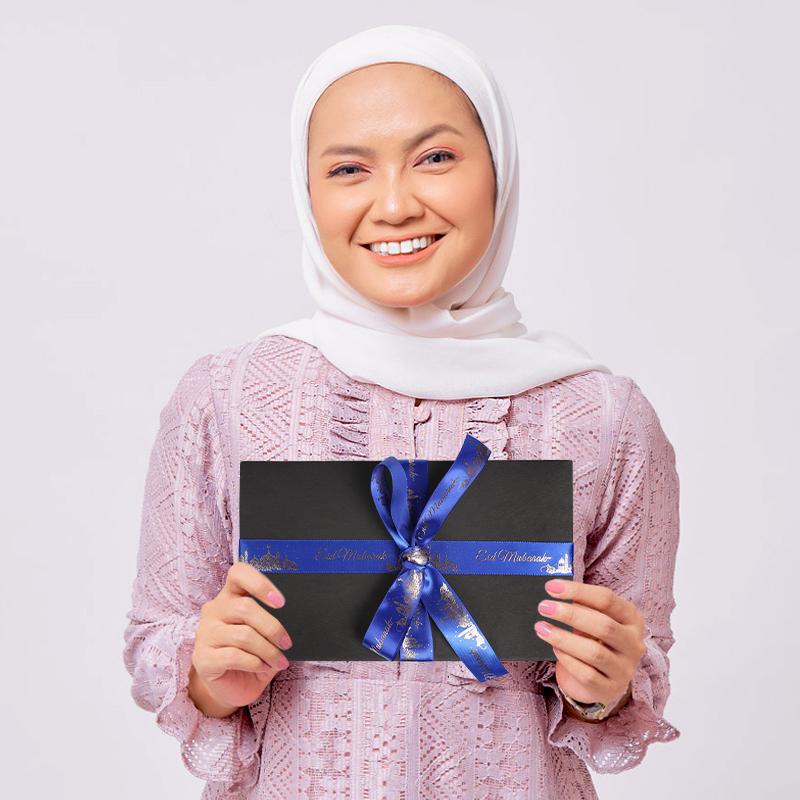 2.5cm 5Yards Eid Mubarak Ribbon Gift Box Wrapping Decoration DIY Bow 2025 Islamic Muslim Festival Party Supplies Ramadan Kareem