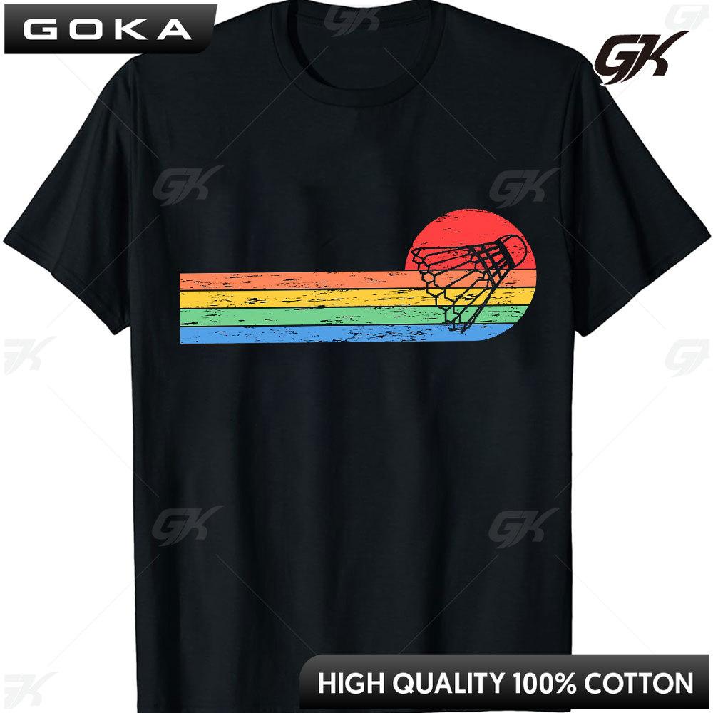 Badminton with The Shuttlecock in Retro Look TShirt Outdoor Enthusiasts Tee Tops Cotton Ventilate Vintage Men Clothing