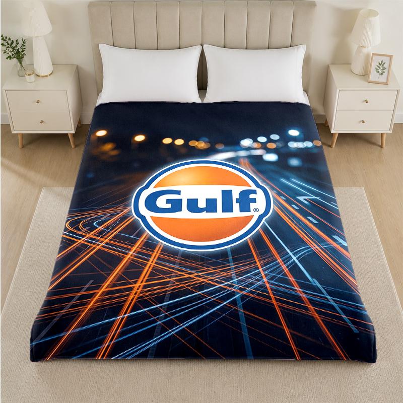 Gulf Print Flannel Blanket Cozy Lightweight Plush Throw Blanket For Bed Sofa Household Use