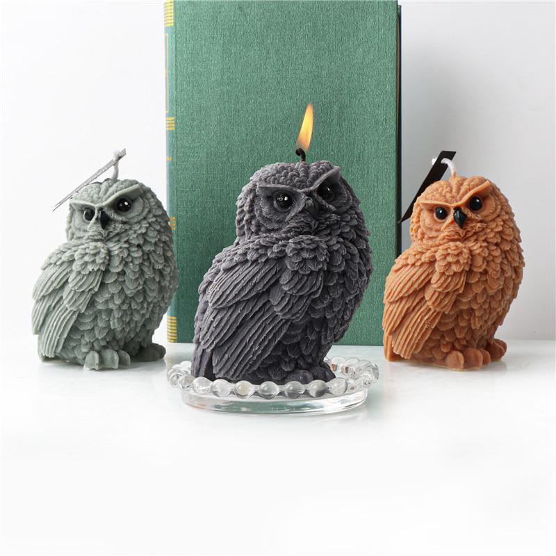 Tilted Head Owl Candle Silicone Mold DIY Cute Animal Owl Scented Candle Plaster Resin Soap Mould Cake Chocolate Molds Home Decor