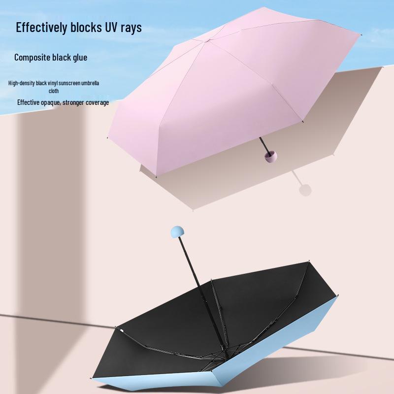 Ultralight Five-Fold UV Protection Compact Umbrella for Sun & Rain