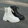 Female British Style Motorcycle Thick Soled Spring and Autumn Thin Single Boots  Winter Sweet Cool Short Boots