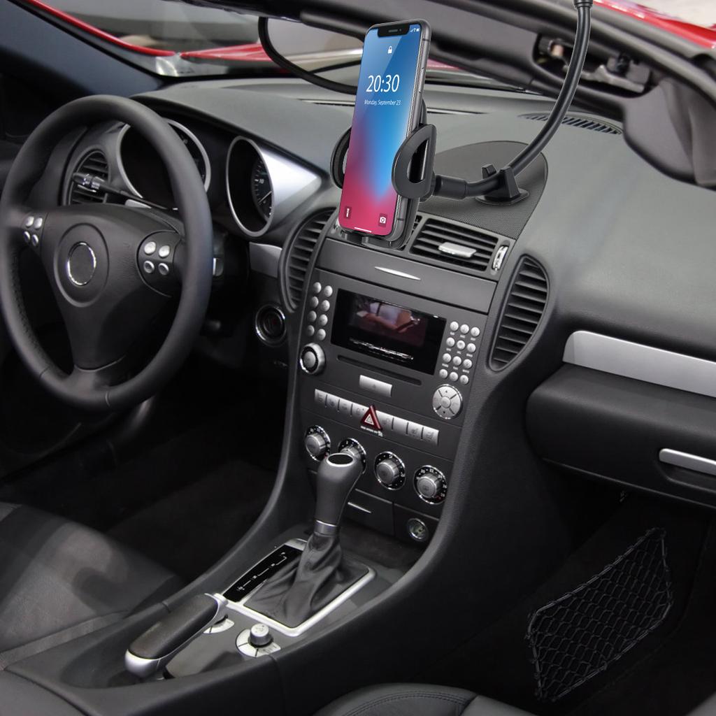 Car Phone Holder Mount 360° Rotatable Long Arm Windshield Phone Cradle with Suction Cup 1.9-4.1in Mounting Seat Non-Slip