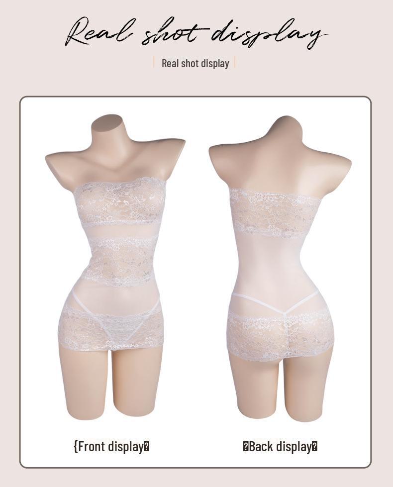 Manyan Sexy Lace See-Through Lingerie Mesh Tube Top Secretary Suit 9140