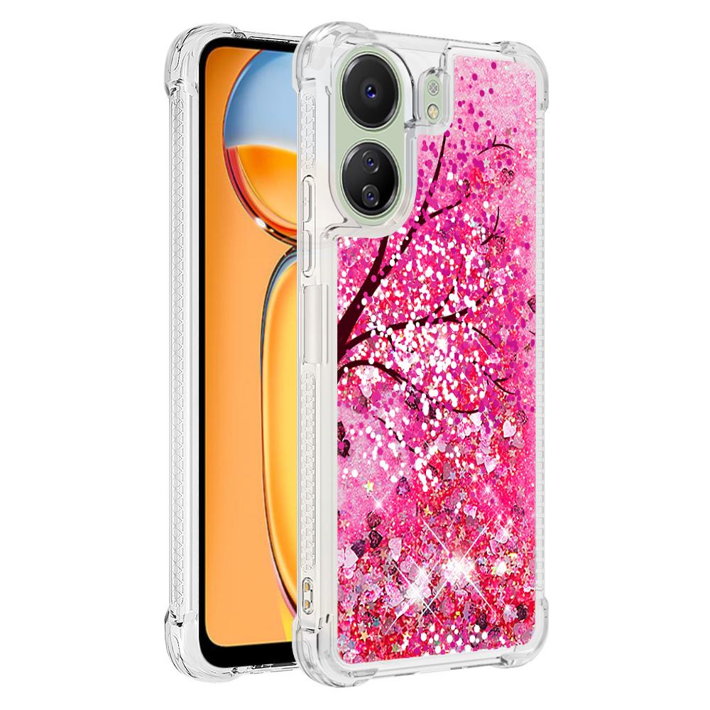 

For Xiaomi Redmi 13C 4G/13C 5G/13R 5G/Poco M6 5G/Poco C65 4G TPU Case with Quicksand and Pattern Printed Cherry Blossom