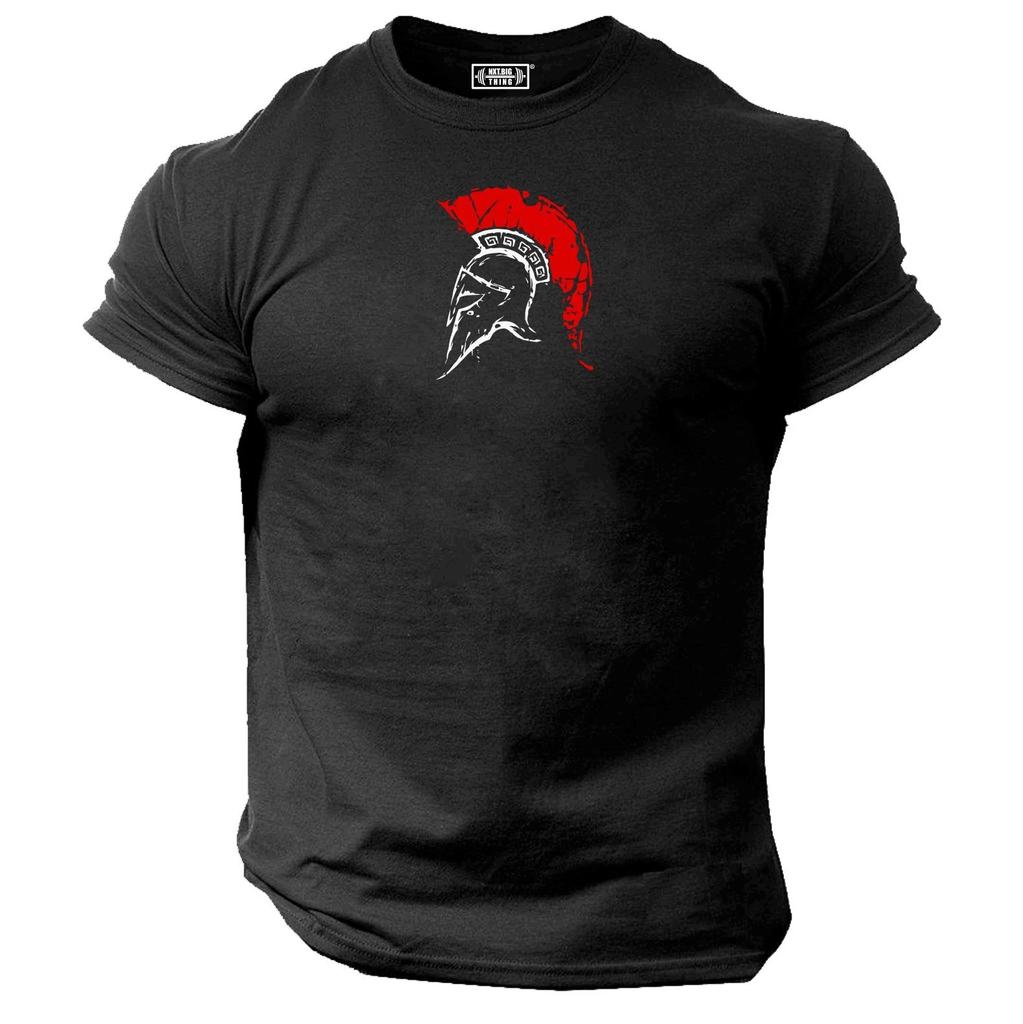Spartan Helmet T Shirt Gym Clothing Bodybuilding Training Workout Warrior Top