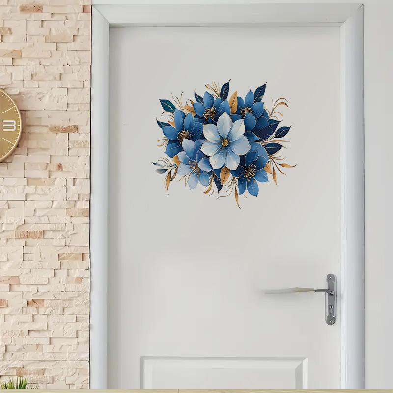 Fresh Watercolor Floral Leaves Toilet Wall Sticker Self-Adhesive Removable Waterproof for Bathroom Mirror Home Decor Art