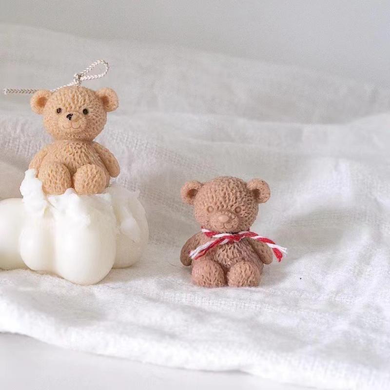 Ins Bear Candle Cake Decoration Cute Bear Baking Silicone Mold