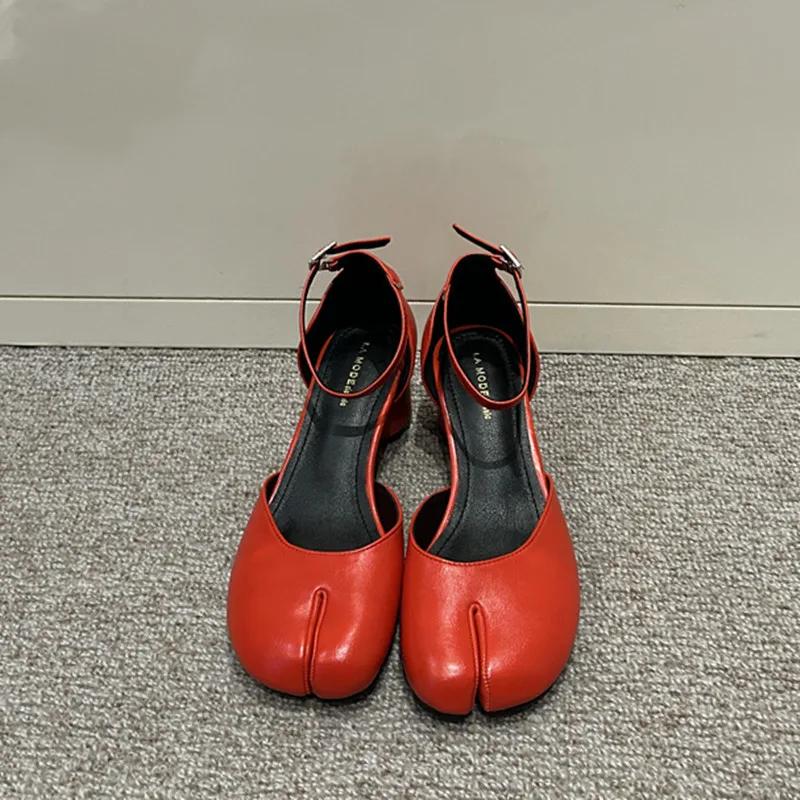 Módní Tabi Ninja Dámské Boty Kulatá Rozdělená Špička Mělké Sandály na Silném Podpatku Střední Podpatek Mary Janes Boty Dámské Lodičky Mujer