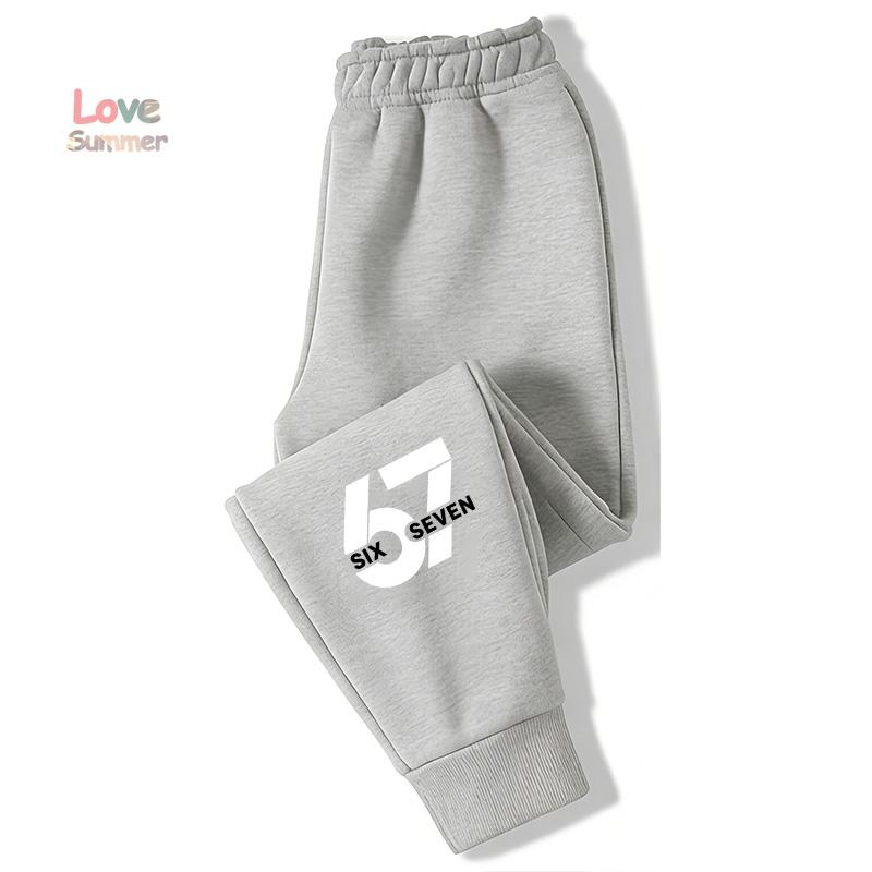 Neue Jungen-Jogginghose mit 67er Nummer und Buchstaben-Print für Jungen Mädchen, Lässige Sport-Langhose, Warme Langhose für Draußen, für Draußen
