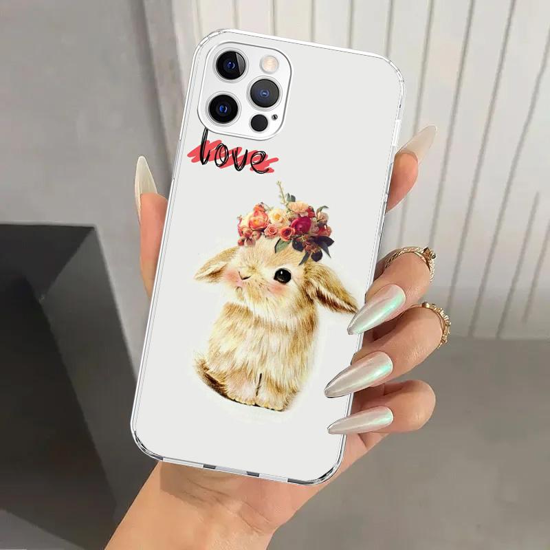 Cute Bunny Baby Rabbits Phone Case for Iphone 17 Air 16 15 Plus 14 13 Mini 12 11 Pro Max 16E 7 8 SE 2020 Soft Funda Print Shell