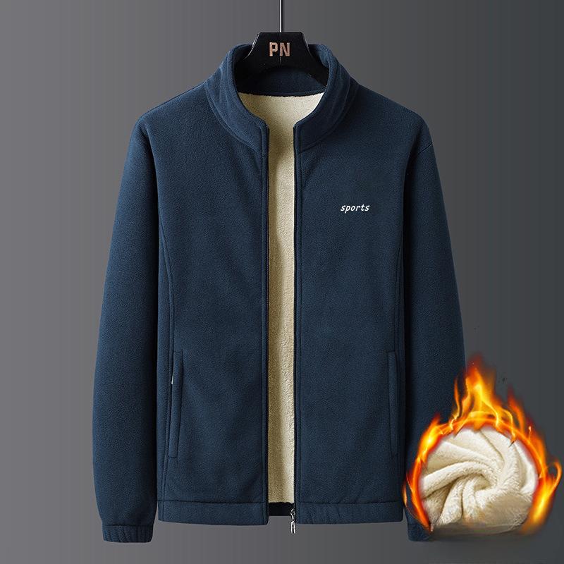 

Jacket Men s Autumn Stand-up Collar Fleece Thickened Jacket Middle-aged and Elderly Father s Jacket Men s Clothing XL