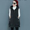 Gilet in cotone da donna senza maniche inverno autunno femminile con cappuccio caldo gilet lungo cappotto solido femminile