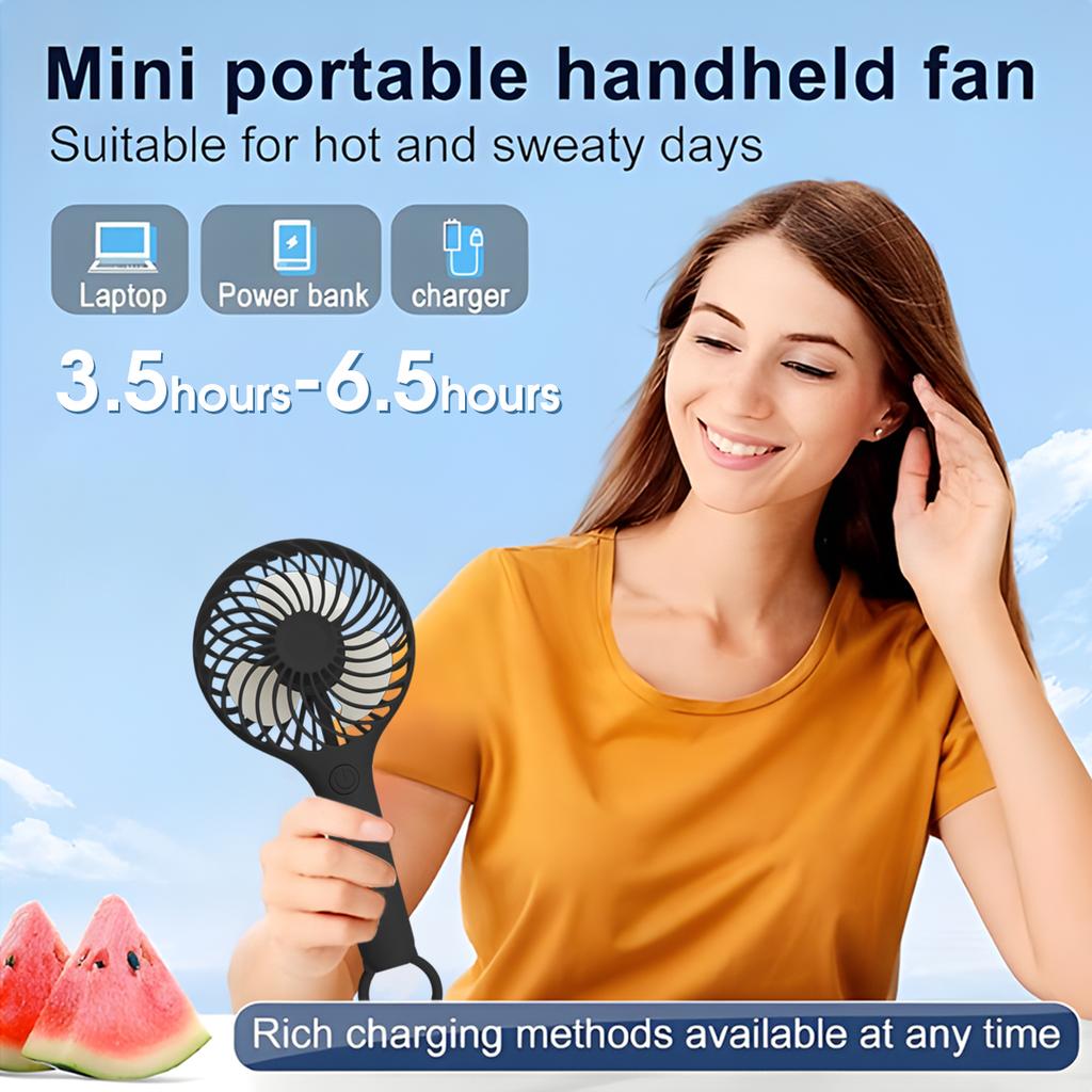 Handheld Fan Portable Fan Unisex USB-Rechargeable 1200mAh Mini Fan 3-Speed Settings Ideal for Home Office Outdoor and Travel