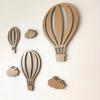 1set Creative Hot Air Balloon Wooden Plaque Wood Chip Wall Decor Living Room Bedroom Home Ornament Craft Rustic Boho Chic
