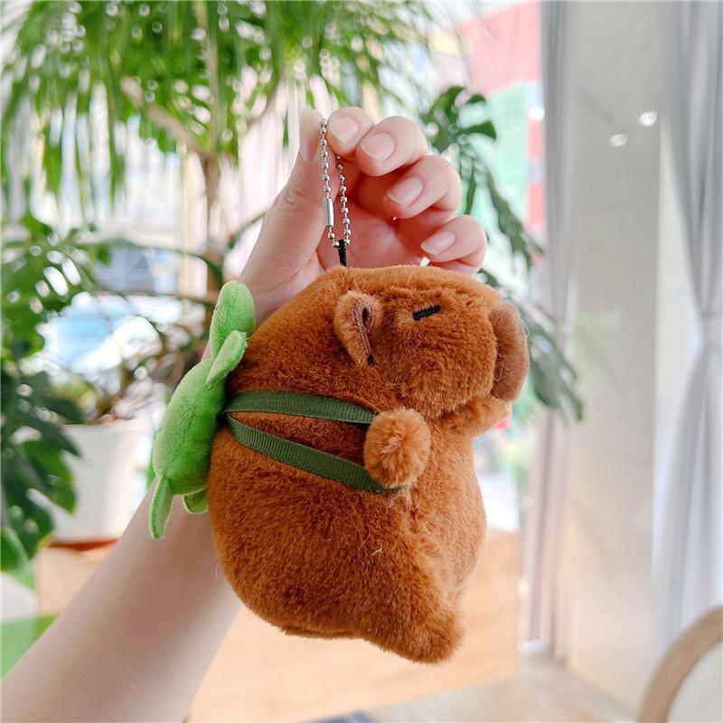 Cute Capybara Plush Keychain Backpack Pendant Toy Car Key Ring Decoration Accessories Kawaii Stuffed Doll Children Birthday Gift