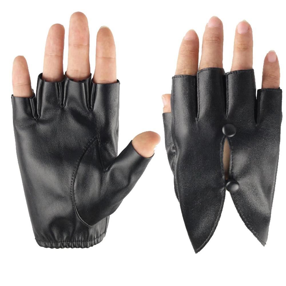PU Leather Half Finger Gloves Button Hole Leather Gloves Stylish Women Leather Gloves  Performance