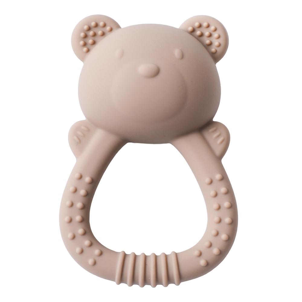 Baby Silicone Teether Bear Hand Bell Food Grade Teether Toys Rattle Baby 0-12 Months Silicone Sensory Toys Silicone Teething Toy