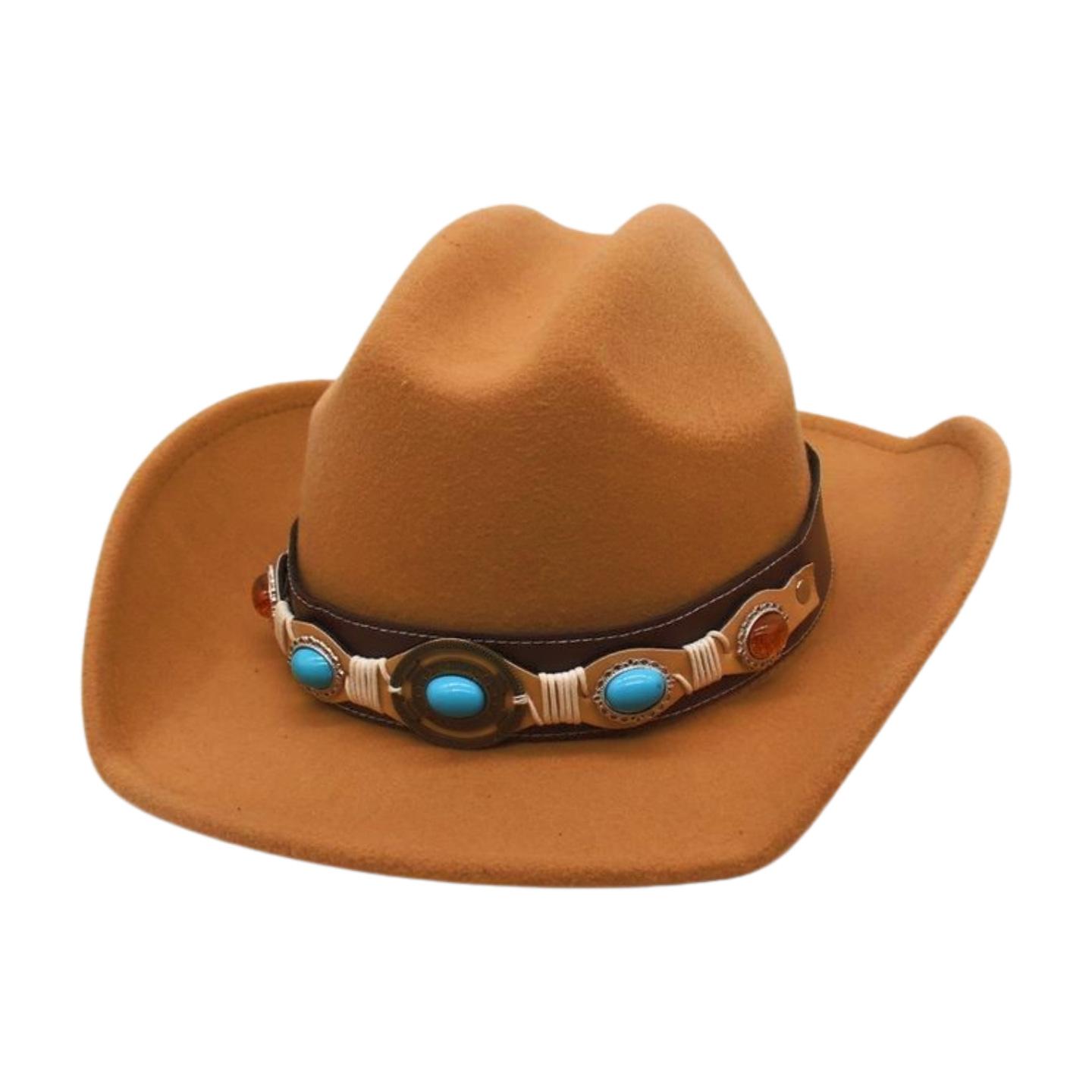 

Ethnic Style Tibetan Style Dance Top Hat Men And Women Jazz Hat Cross-Border Wholesale Men And Women High-End Cowboy Hat one size [one word gift d]