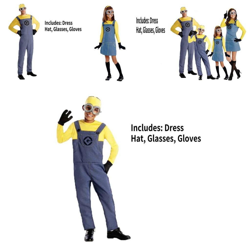 Despicable Me Minions Gru Cosplay Costume Family Matching Sewn Craftsmanship For Role Play Collectors
