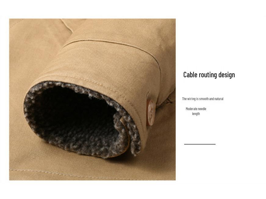 Men's Fleece-Lined Lambswool Jacket: Thick Cotton-Padded Outerwear for Autumn/Winter