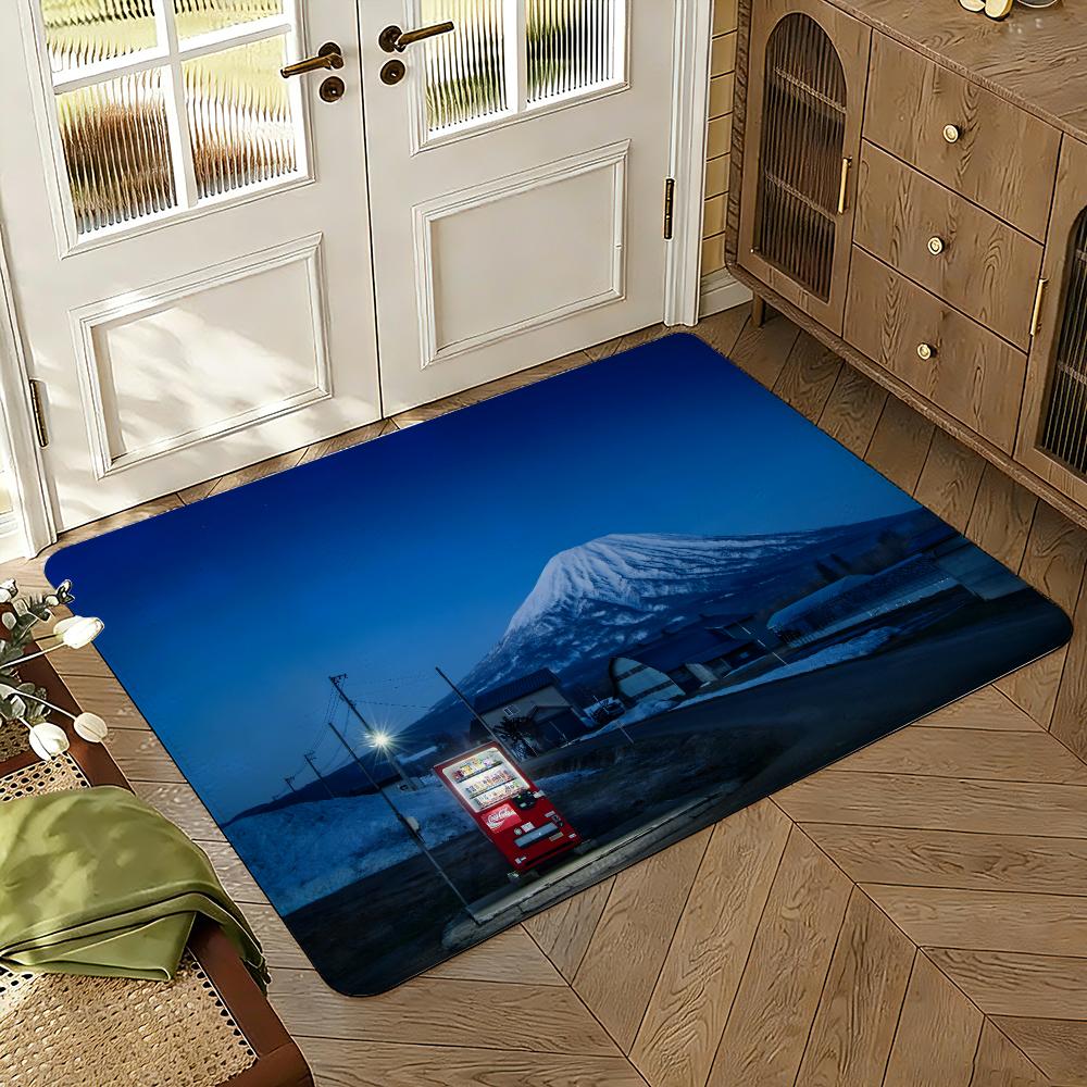 Mount Fuji Floor Mat Soft Thickened Absorbent Non-Slip Bedroom Living Room Door Mat Home Decor Flannel Rugs