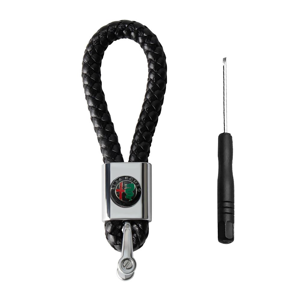FPEV2 Porte-clés Emblème de Voiture Porte-clés Badge Porte-anneau de Porte-clés Pour Alfa Romeo Giulia Giulietta Stelvio Mito Sportiva 147 159 156 Valve