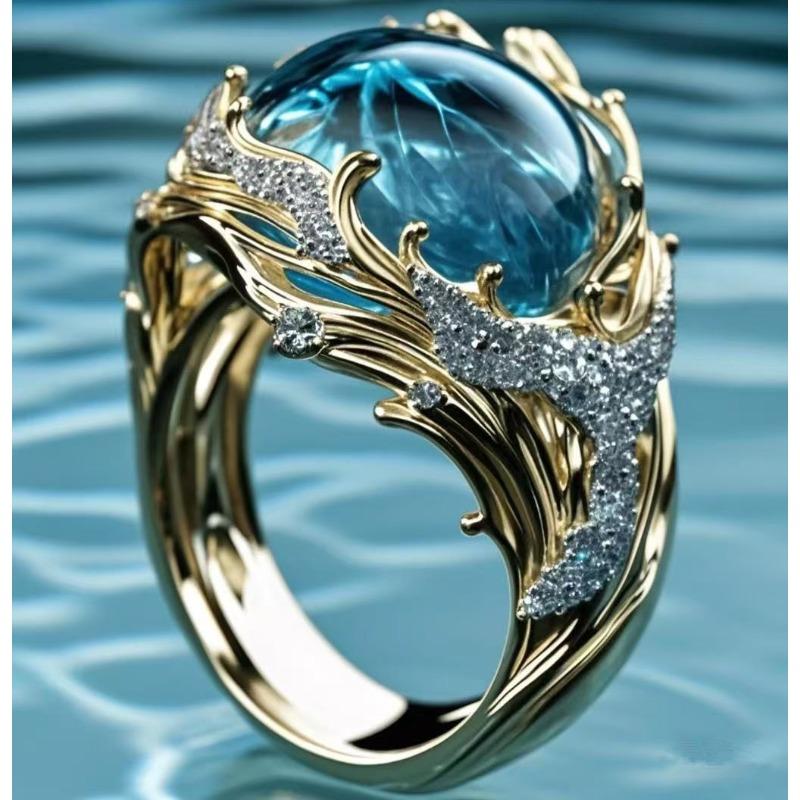 Wave Ring Ocean Series Wave Resin Ring Women's Wave Open Ring