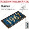 2D Flat, 1pc Vintage "1967" Aluminum Metal Sign - 12"x6" Rustic Wall Decor with Distressed Blue & Yellow Design