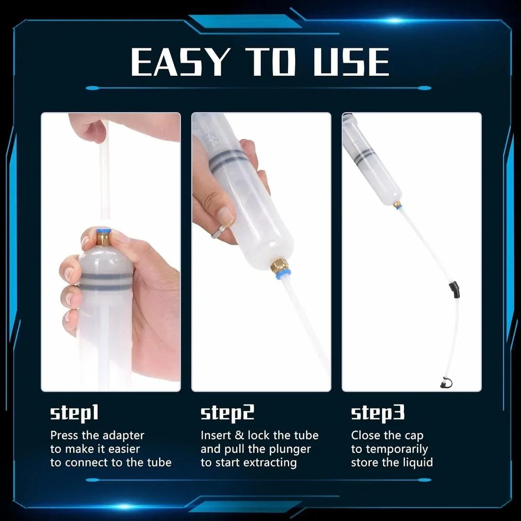 Manual Automotive Engine Oil Pump, Syringe Type, Suitable for Extracting Gear Oil and Brake Fluid, As Well As Cleaning Injectors