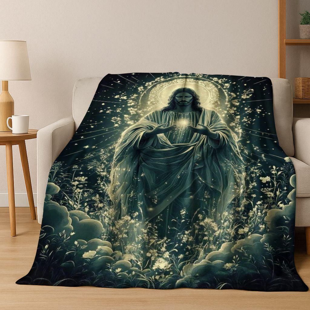 26 Style Faith Virgin Mary Jesus Blessed Flannel Blanket,Cozy Soft Throw Blanket for Home Bedroom Bed Sofa Picnic Cover Gift Kid